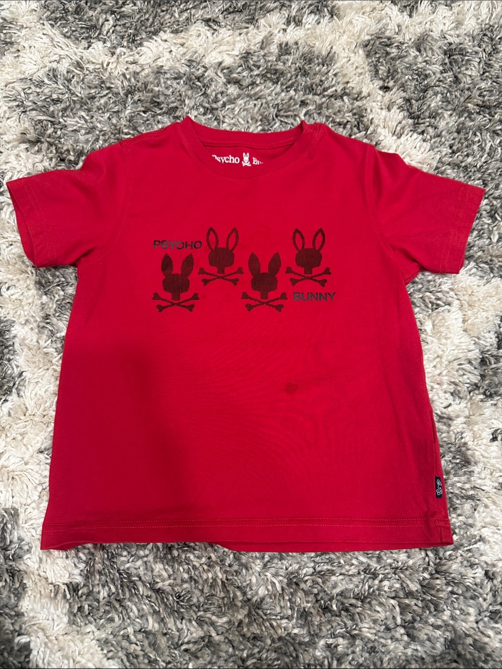 Psycho Bunny Red Short-Sleeve Tee with Black Skull Bunny Graphic